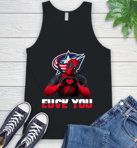 NHL Columbus Blue Jackets Deadpool Love You Fuck You Hockey Sports Tank Top