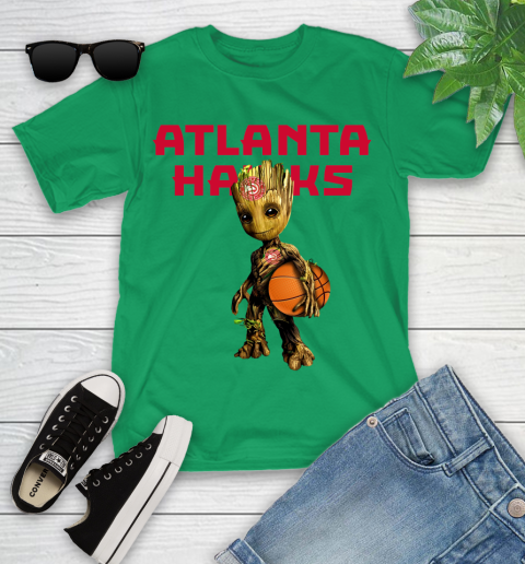 Atlanta Hawks NBA Basketball Groot Marvel Guardians Of The Galaxy Youth T-Shirt 6