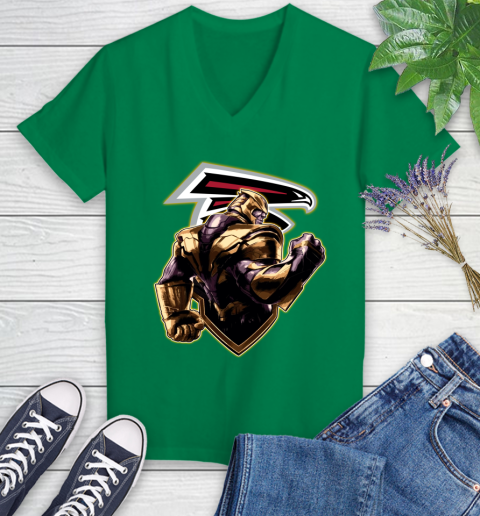 NFL Thanos Avengers Endgame Football Sports Atlanta Falcons Women's V-Neck T-Shirt 5