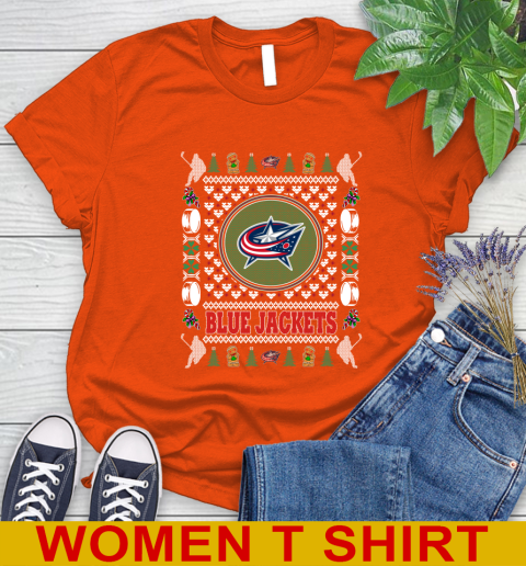 Columbus Blue Jackets Merry Christmas NHL Hockey Loyal Fan Women's T-Shirt 3