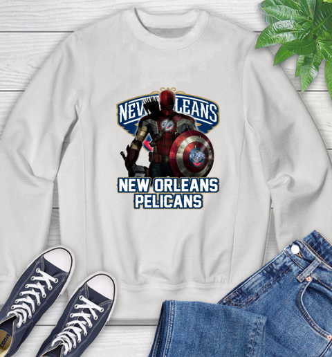 New Orleans Pelicans NBA Basketball Captain America Thor Spider Man Hawkeye Avengers Sweatshirt