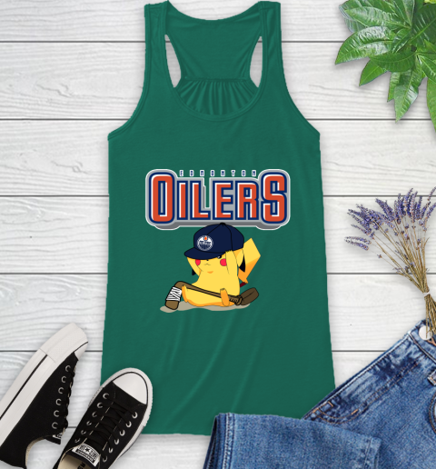 NHL Pikachu Hockey Sports Edmonton Oilers Racerback Tank 7