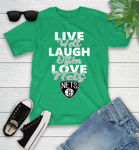NBA Basketball Brooklyn Nets Live Well Laugh Often Love Shirt Youth T-Shirt 7