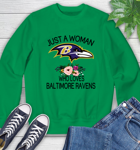 NFL Just A Woman Who Loves Baltimore Ravens Football Sports Sweatshirt 4