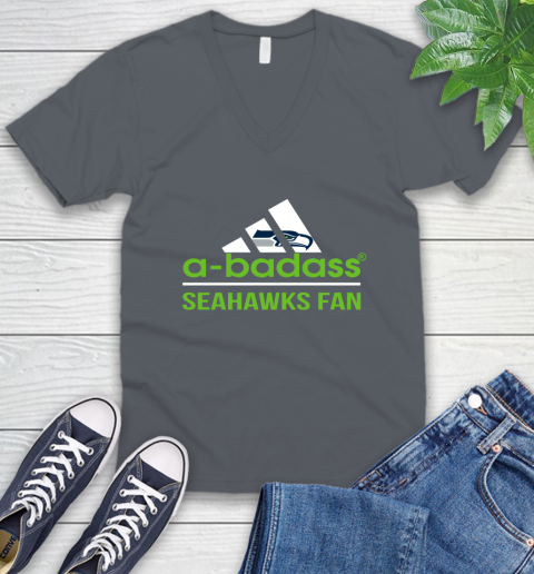 Seattle Seahawks NFL Football A Badass Adidas Adoring Fan Sports V-Neck T-Shirt 4