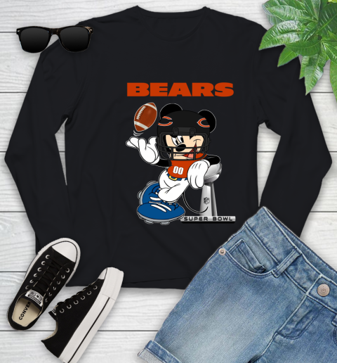 NFL Chicago Bears Mickey Mouse Disney Super Bowl Football T Shirt Youth Long Sleeve 2
