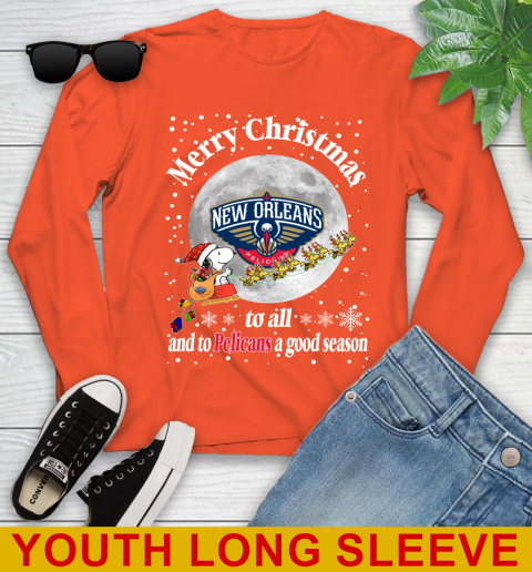 New Orleans Pelicans Merry Christmas To All And To Pelicans A Good Season NBA Basketball Sports Youth Long Sleeve 3