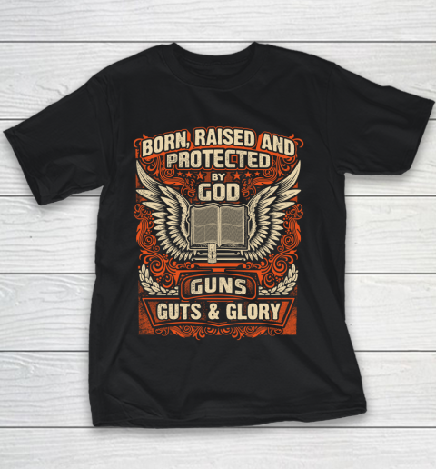Veteran Shirt Gun Control Born Raised Protected Youth T-Shirt