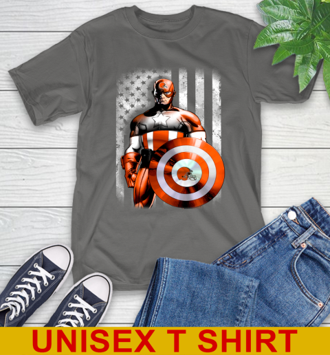 Cleveland Browns NFL Football Captain America Marvel Avengers American Flag Shirt T-Shirt 10