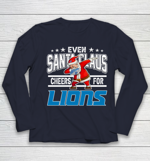 Detroit Lions Even Santa Claus Cheers For Christmas NFL Youth Long Sleeve 2