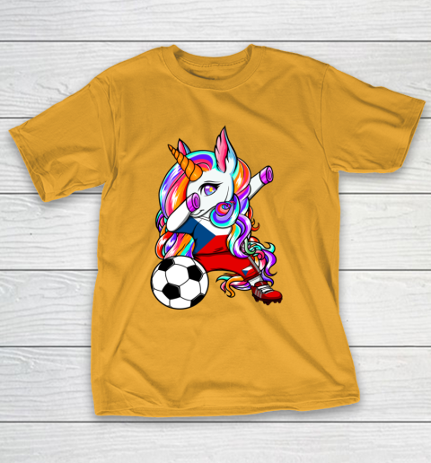 Dabbing Unicorn Czech Republic Soccer Fans Jersey Football T-Shirt 3