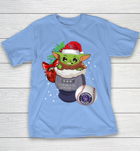 Colorado Rockies Christmas Baby Yoda Star Wars Funny Happy MLB Youth T-Shirt 10