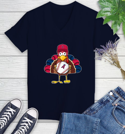 Los Angeles Angels Turkey thanksgiving Women's V-Neck T-Shirt 3