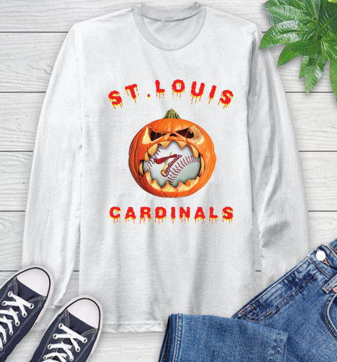 MLB St.Louis Cardinals Halloween Pumpkin Baseball Sports Long Sleeve T-Shirt