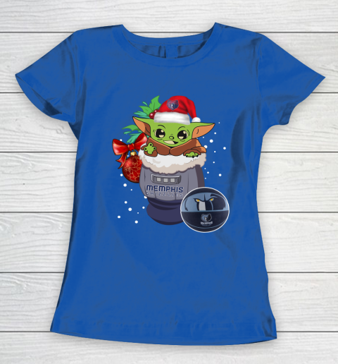 Memphis Grizzlies Christmas Baby Yoda Star Wars Funny Happy NBA Women's T-Shirt 9