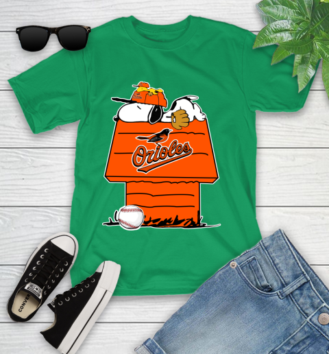 MLB Baltimore Orioles Snoopy Woodstock The Peanuts Movie Baseball T Shirt Youth T-Shirt 6