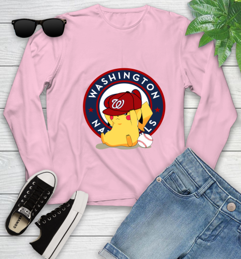 MLB Pikachu Baseball Sports Washington Nationals Youth Long Sleeve 10