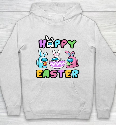 Bunny Kinda Sus Among Sus Us Cute Eggs Happy Easter Day Hoodie