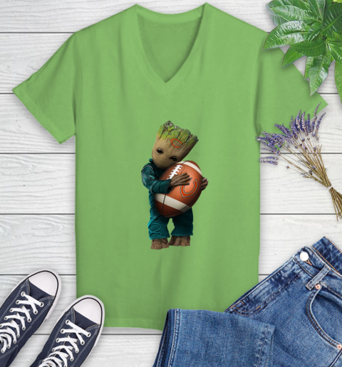 NFL Groot Guardians Of The Galaxy Football Sports Chicago Bears Women's V-Neck T-Shirt - Image 12
