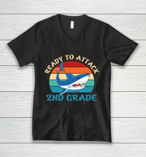 Back To School Shirt Ready to attack 2nd grade V-Neck T-Shirt