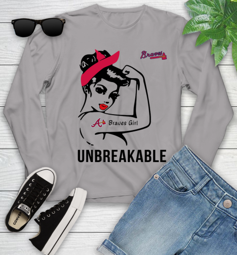 MLB Atlanta Braves Girl Unbreakable Baseball Sports Youth Long Sleeve 3
