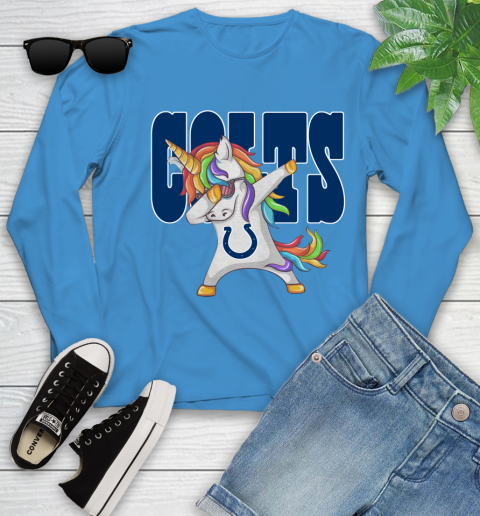 Indianapolis Colts NFL Football Funny Unicorn Dabbing Sports Youth Long Sleeve 7