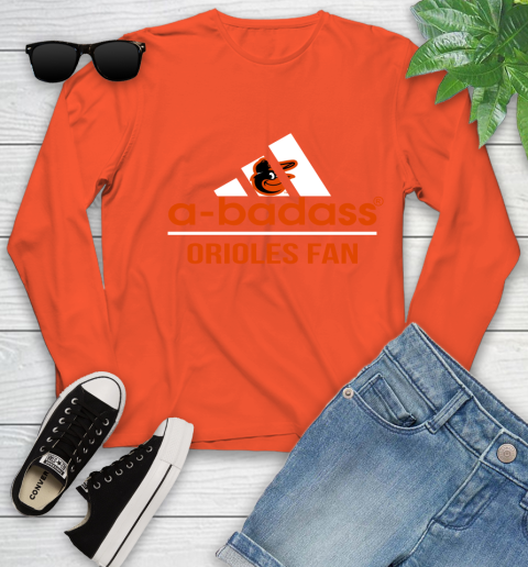 MLB A Badass Baltimore Orioles Fan Adidas Baseball Sports Youth Long Sleeve 3