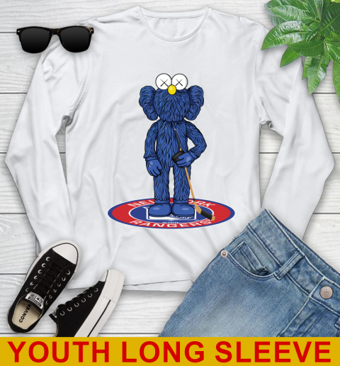 NHL Hockey New York Rangers Kaws Bff Blue Figure Shirt Youth Long Sleeve