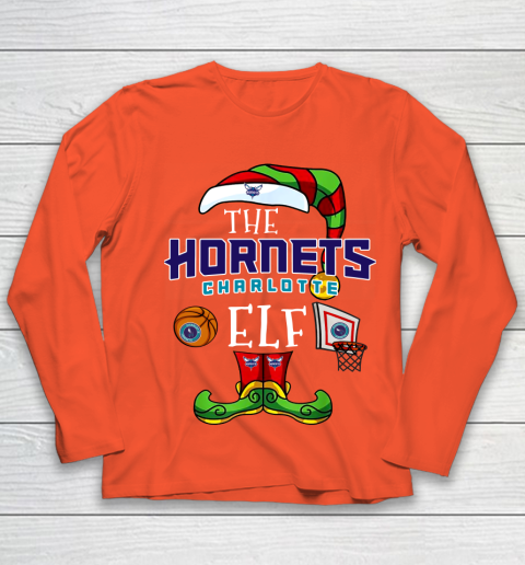 Charlotte Hornets Christmas ELF Funny NBA Youth Long Sleeve 3