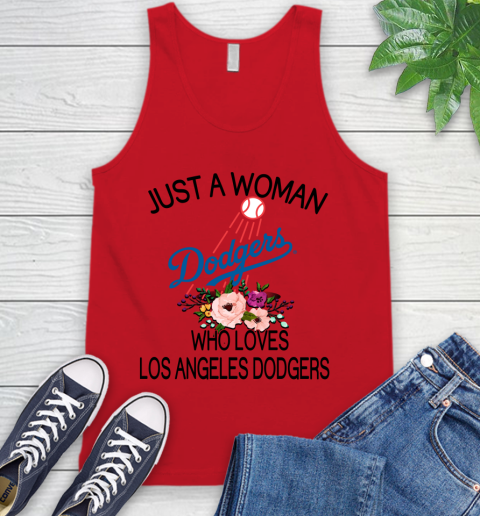 MLB Just A Woman Who Loves Los Angeles Dodgers Baseball Sports Tank Top 4