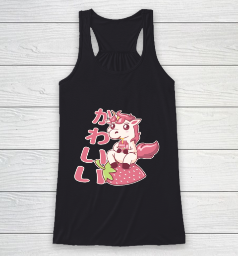 Strawberry Milk Shake Carton  Kawaii Chibi Unicorn Japanese Racerback Tank