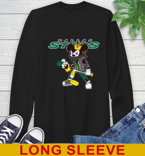 Dallas Stars NHL Hockey Mickey Peace Sign Sports Long Sleeve T-Shirt 2