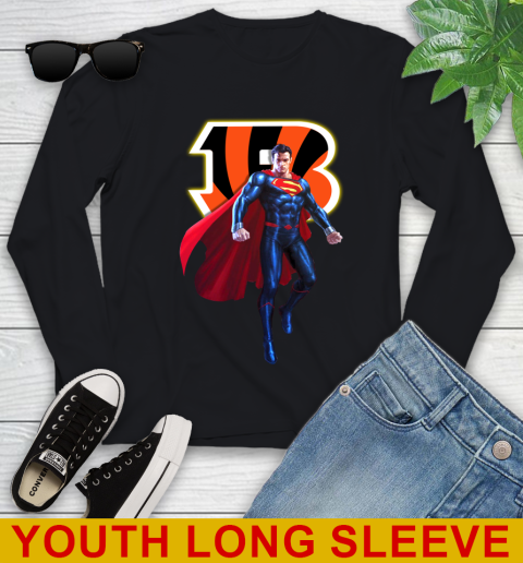 NFL Superman DC Sports Football Cincinnati Bengals Youth Long Sleeve 2