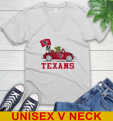 NFL Football Houston Texans Darth Vader Baby Yoda Driving Star Wars Shirt V-Neck T-Shirt