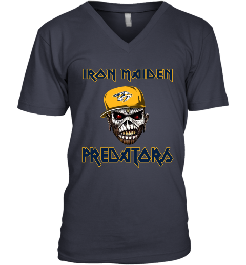 NHL Nashville Predators Iron Maiden Rock Band Music Hockey Sports u8VFmjpoMpR v neck unisex 8 95 151514 front navy