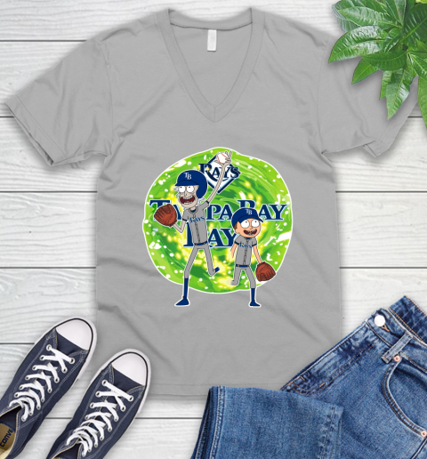 MLB Tampa Bay Rays Rick And Morty Baseball Sports V-Neck T-Shirt 4