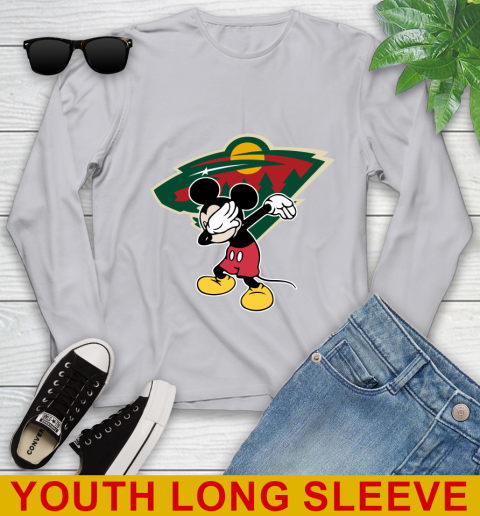 Minnesota Wild NHL Hockey Dabbing Mickey Disney Sports Youth Long Sleeve 6