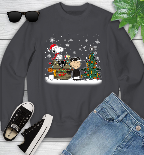 Brooklyn Nets NBA Basketball Christmas The Peanuts Movie Snoopy Championship Youth Sweatshirt 5