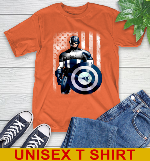 Los Angeles Rams NFL Football Captain America Marvel Avengers American Flag Shirt T-Shirt 4