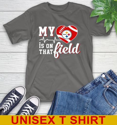 NFL My Heart Is On That Field Football Sports Pittsburgh Steelers T-Shirt 10