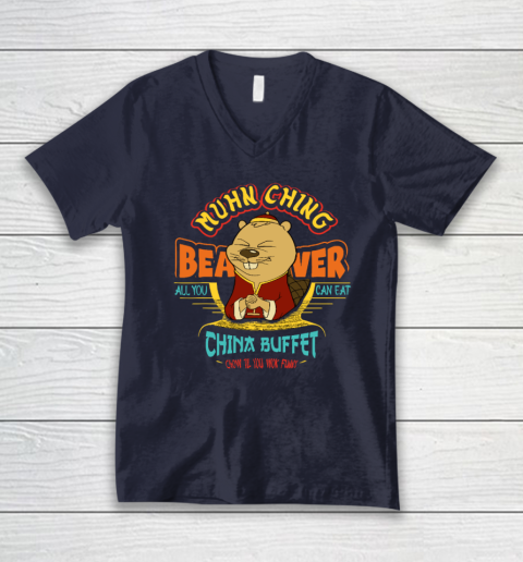 Muhn Ching Beaver All You Can Eat China Buffet Chow V-Neck T-Shirt 2