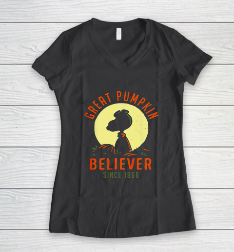 Peanuts Great Pumpkin believer since 1966 Halloween Women's V-Neck T-Shirt 6