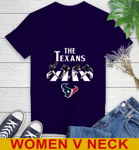 NFL Football Houston Texans The Beatles Rock Band Shirt Women's V-Neck T-Shirt 3