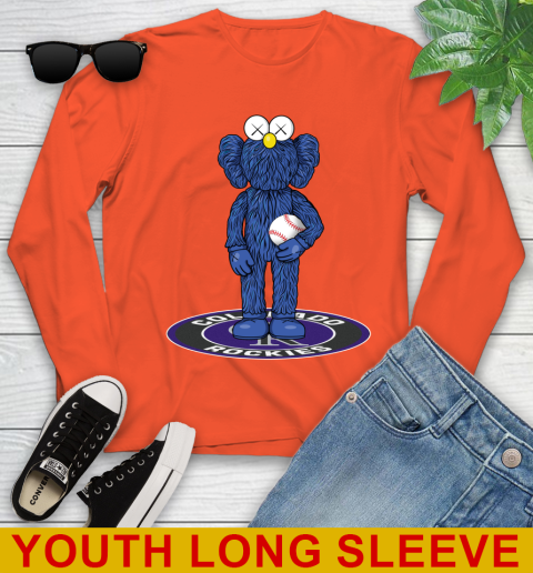 MLB Baseball Colorado Rockies Kaws Bff Blue Figure Shirt Youth Long Sleeve 4