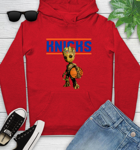 New York Knicks NBA Basketball Groot Marvel Guardians Of The Galaxy Youth Hoodie 11