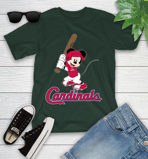 MLB Baseball St.Louis Cardinals Cheerful Mickey Mouse Shirt Youth T-Shirt 5