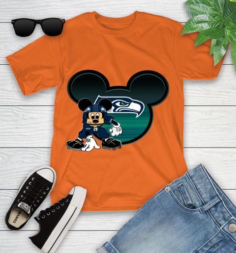 NFL Seattle Seahawks Mickey Mouse Disney Football T Shirt Youth T-Shirt 7