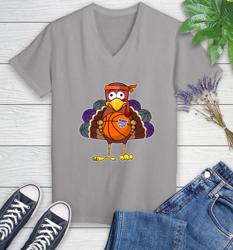 Sacramento Kings Turkey thanksgiving day Women's V-Neck T-Shirt 4