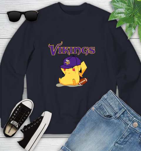 NFL Pikachu Football Sports Minnesota Vikings Youth Sweatshirt 3