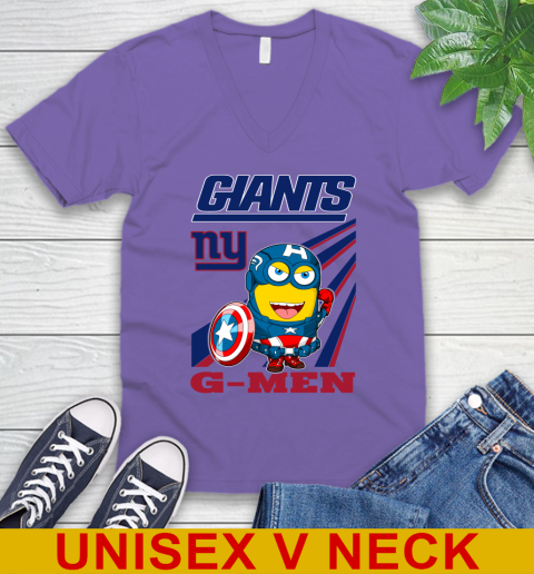 NFL Football New York Giants Captain America Marvel Avengers Minion Shirt V-Neck T-Shirt 8